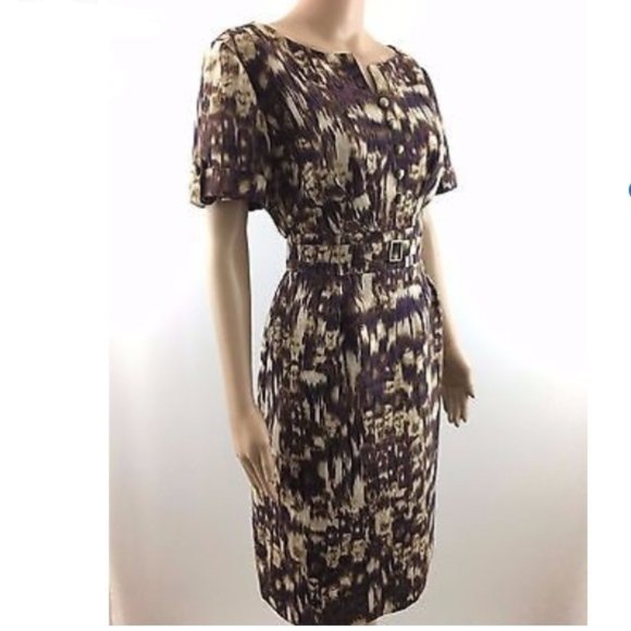 $8 SALE Alex Marie Autumn Sunset Ikat Sheath Dress SZ 14 - Picture 3 of 15